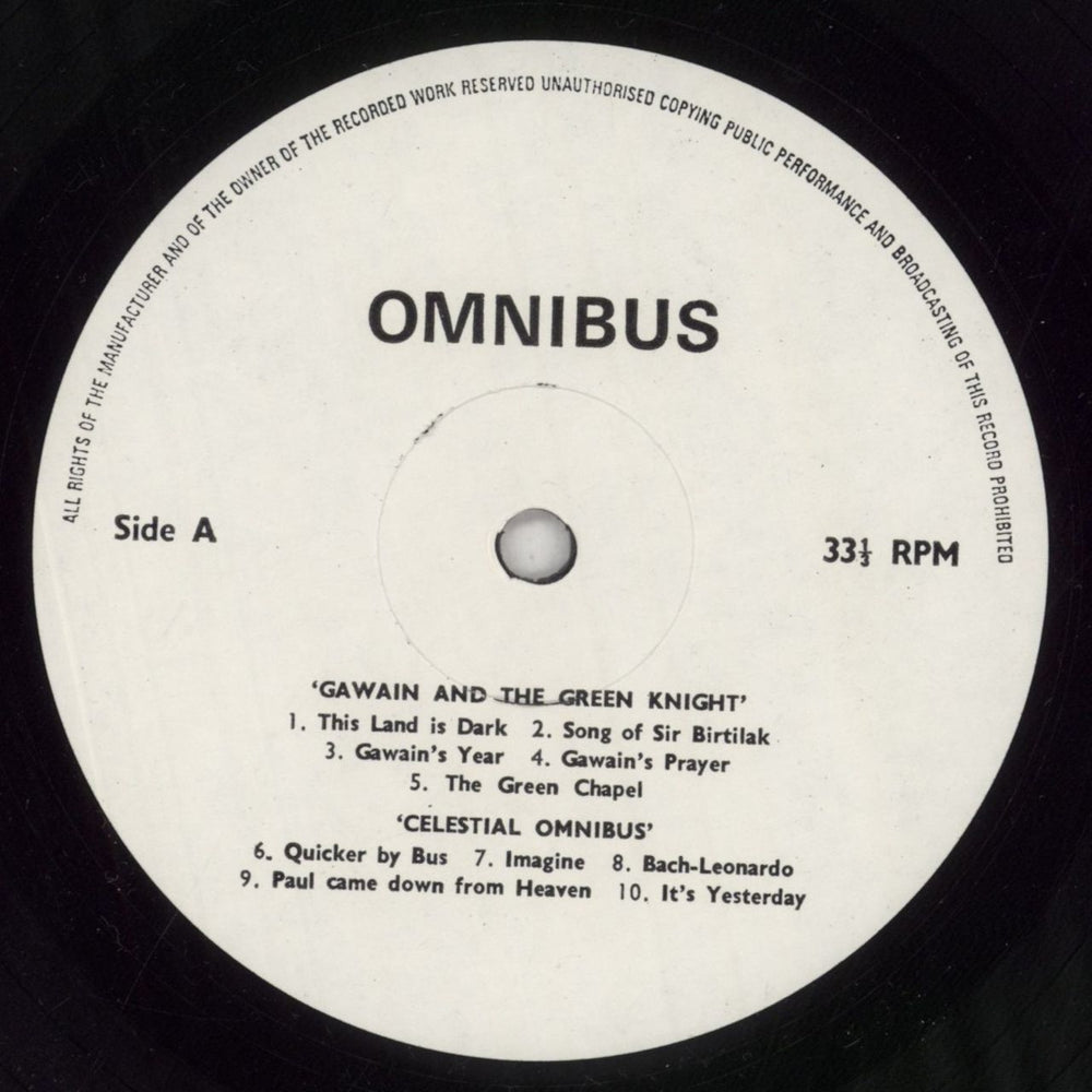 Ewell Castle School Music Group Omnibus UK vinyl LP album (LP record) 78HLPOM850026