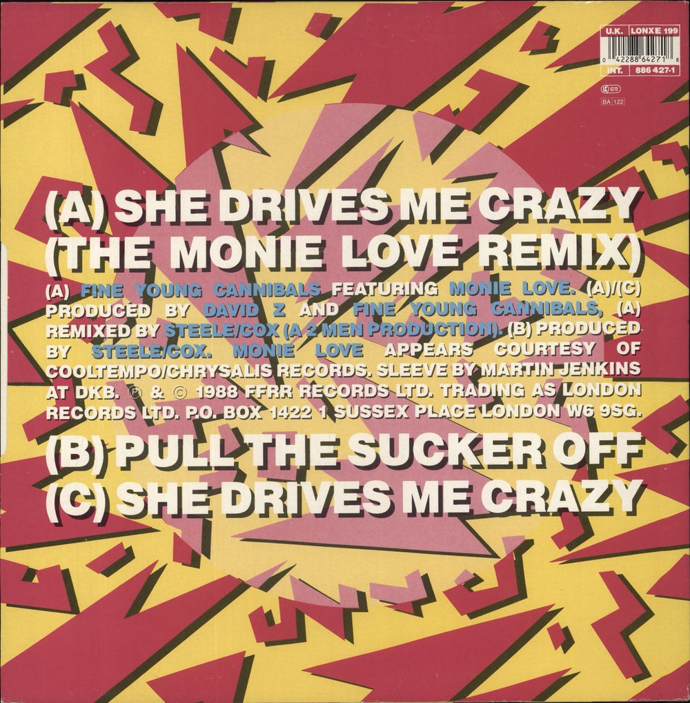 Fine Young Cannibals She Drives Me Crazy UK 12" vinyl single (12 inch record / Maxi-single) 0422886427180