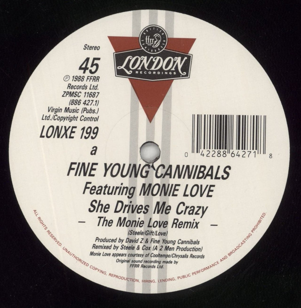 Fine Young Cannibals She Drives Me Crazy UK 12" vinyl single (12 inch record / Maxi-single) FYC12SH219259