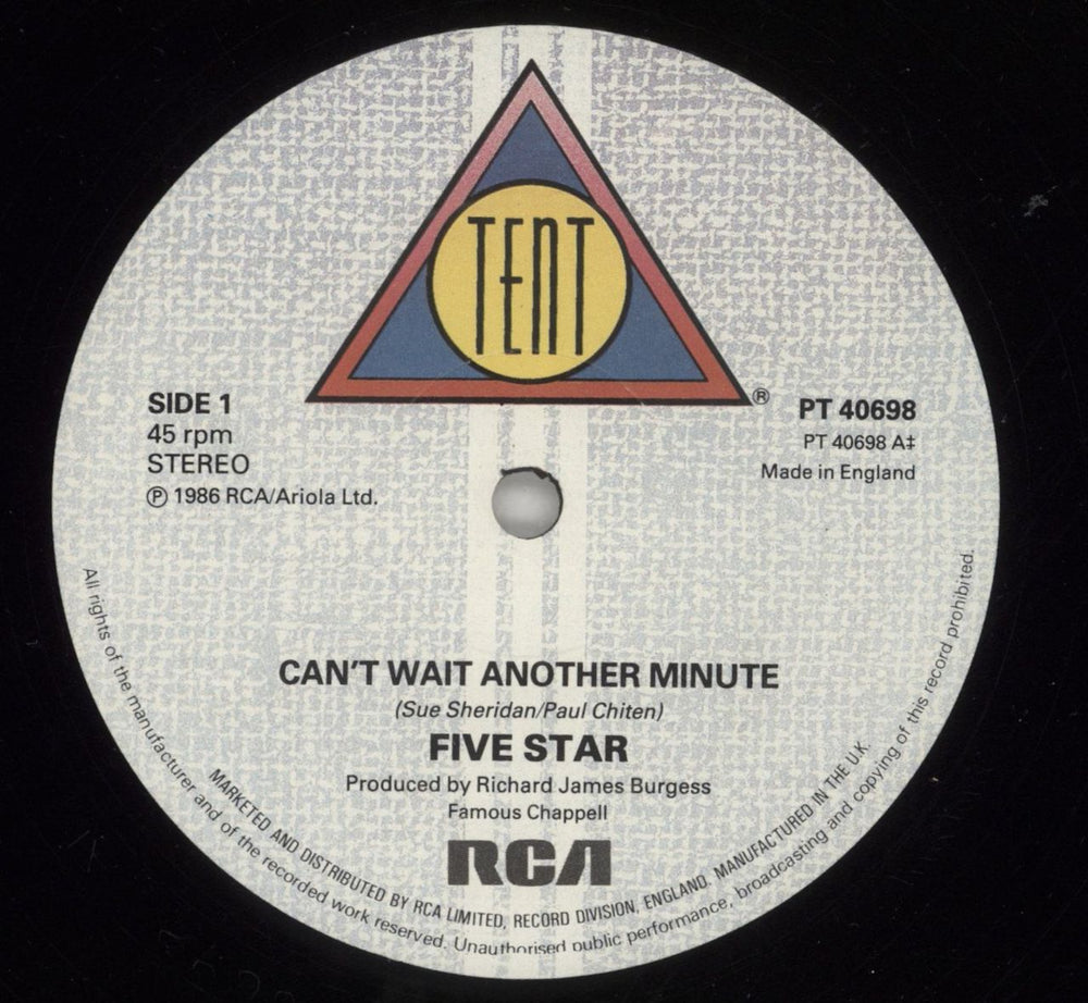 Five Star Can't Wait Another Minute UK 12" vinyl single (12 inch record / Maxi-single) FIV12CA55928