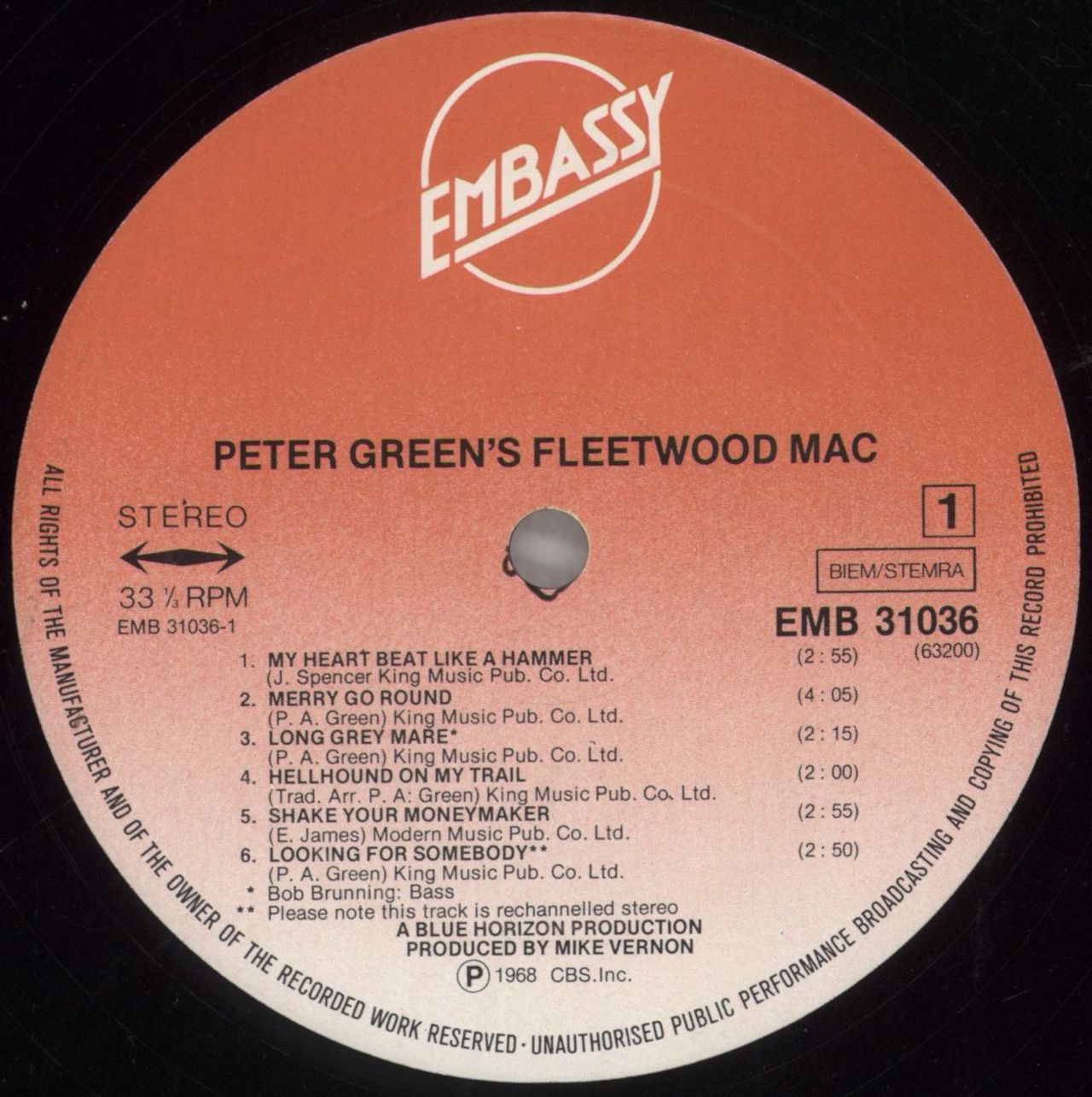 Fleetwood Mac Peter Green's Fleetwood Mac Dutch Vinyl LP —