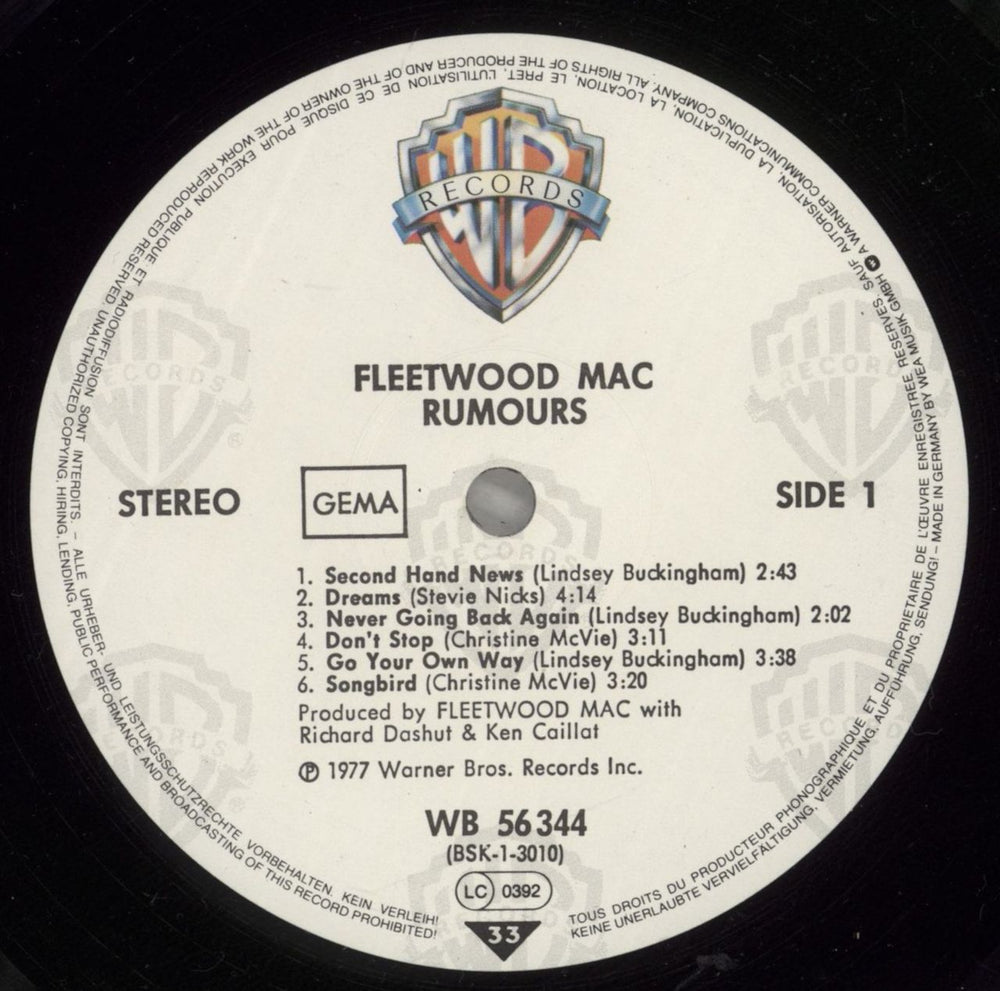 Fleetwood Mac Rumours - 80s German vinyl LP album (LP record) MACLPRU428725