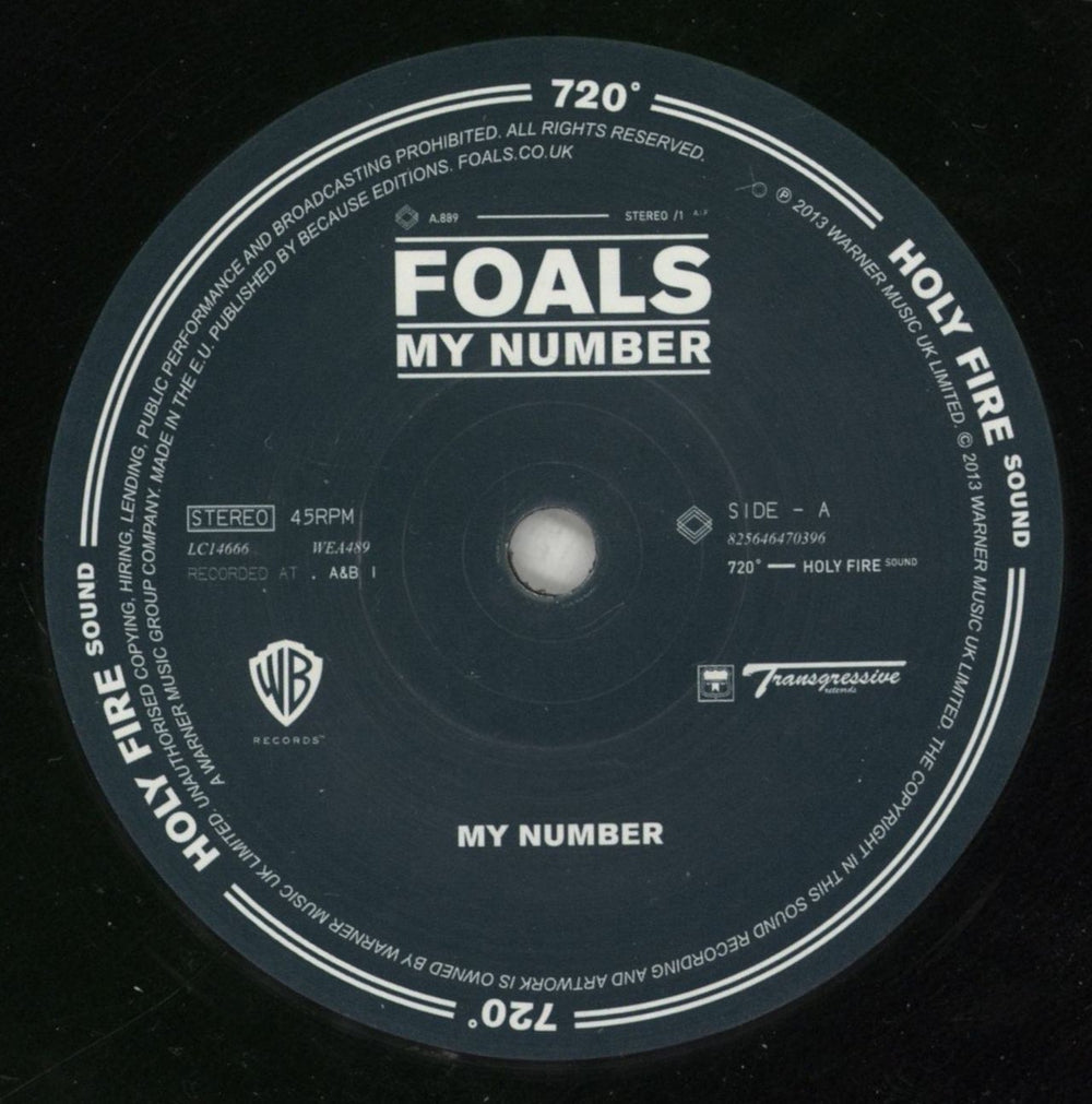 Foals My Number - RSD13 UK 7" vinyl single (7 inch record / 45) FOA07MY865568