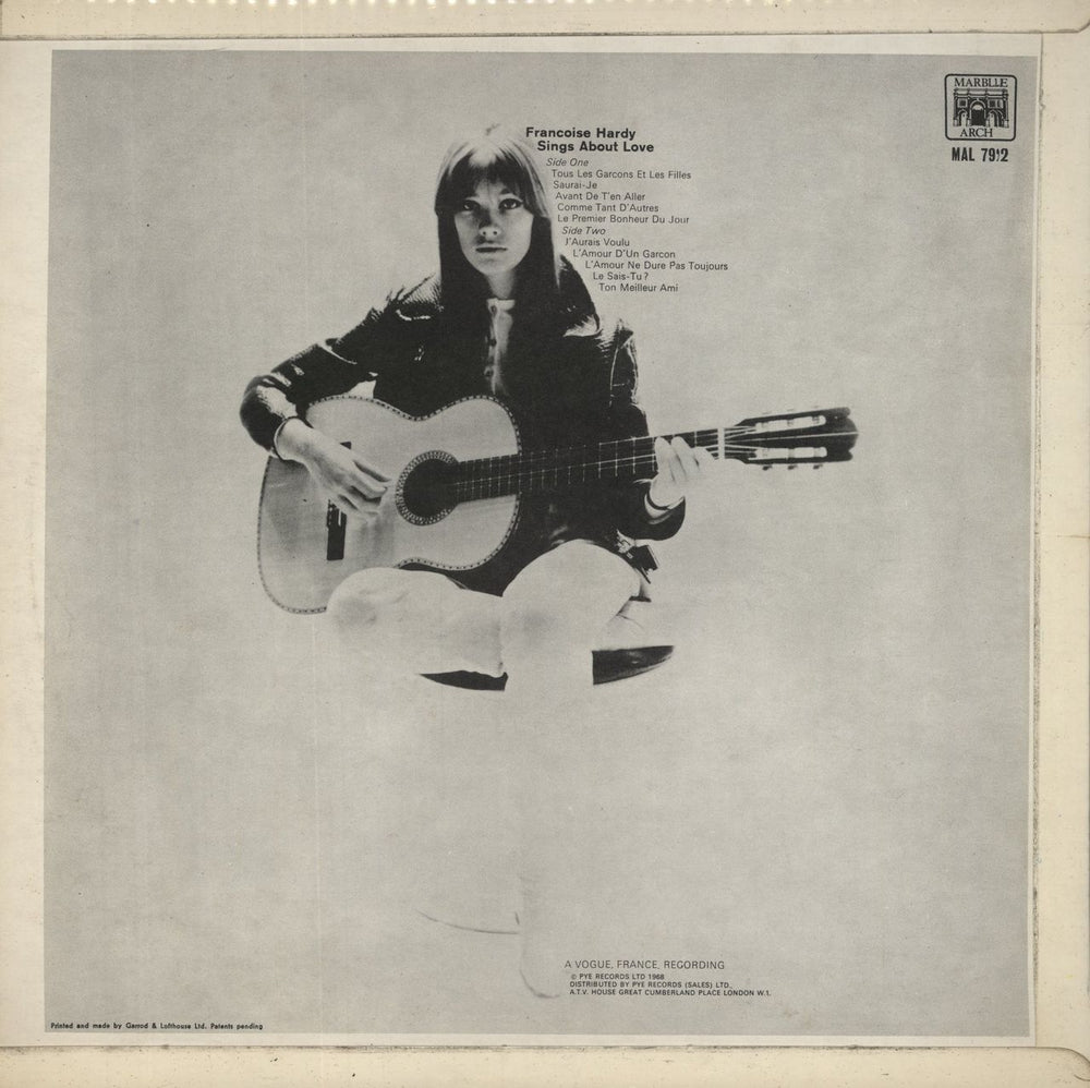 Françoise Hardy Sings About Love UK vinyl LP album (LP record)