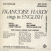 Françoise Hardy Sings In English! E.P. UK 7" vinyl single (7 inch record / 45)