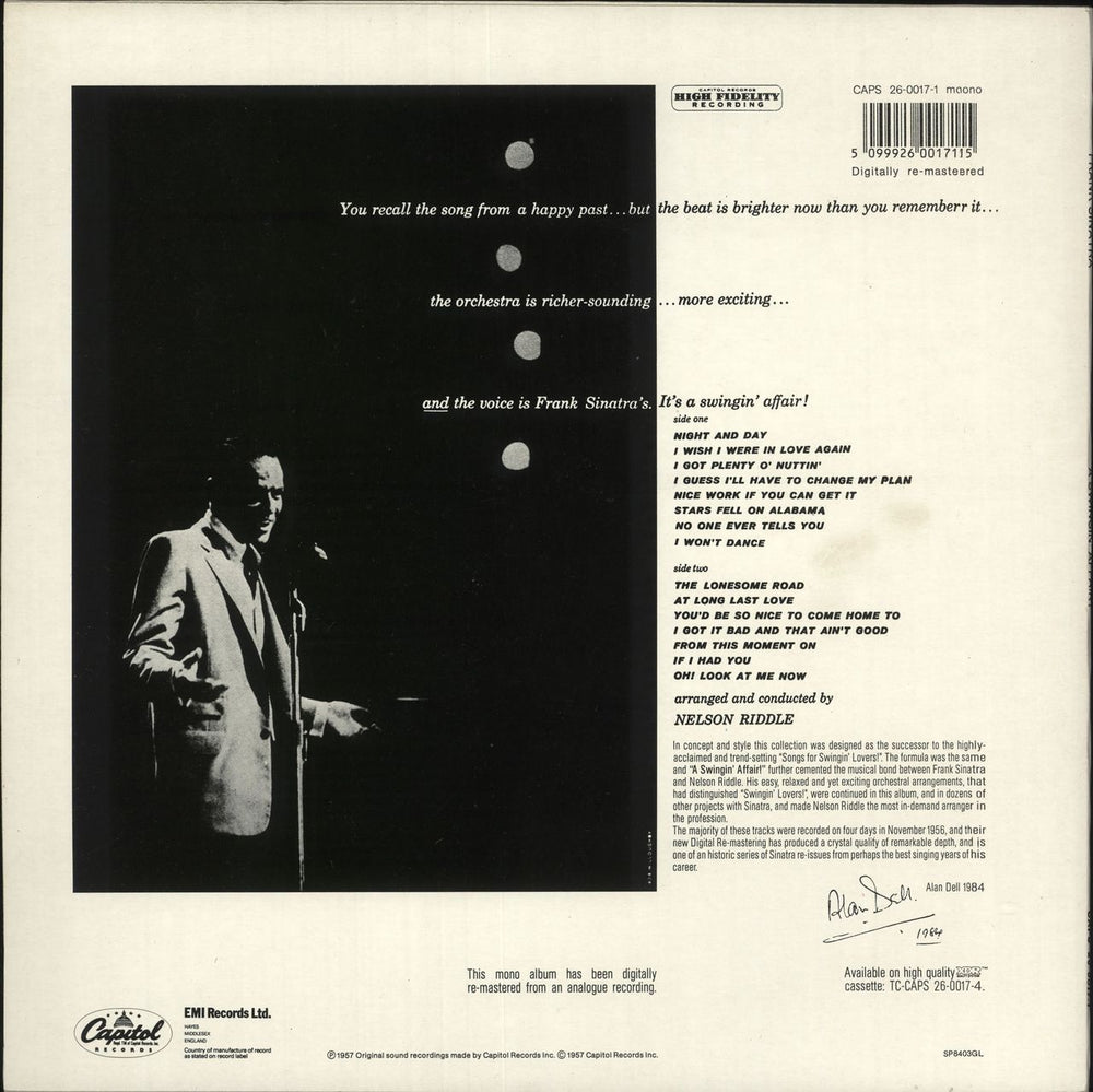 Frank Sinatra A Swingin' Affair UK vinyl LP album (LP record) 5099926001715