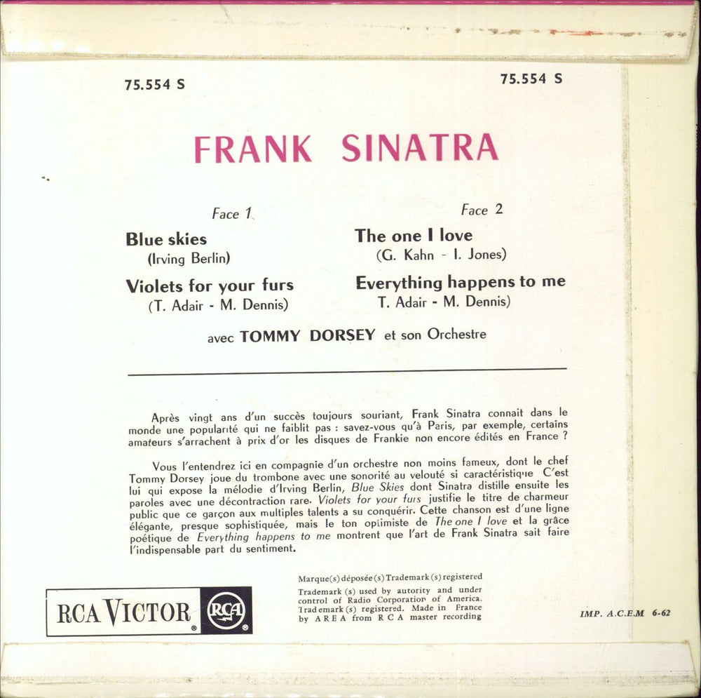 Frank Sinatra Blue Skies French 7" vinyl single (7 inch record / 45)