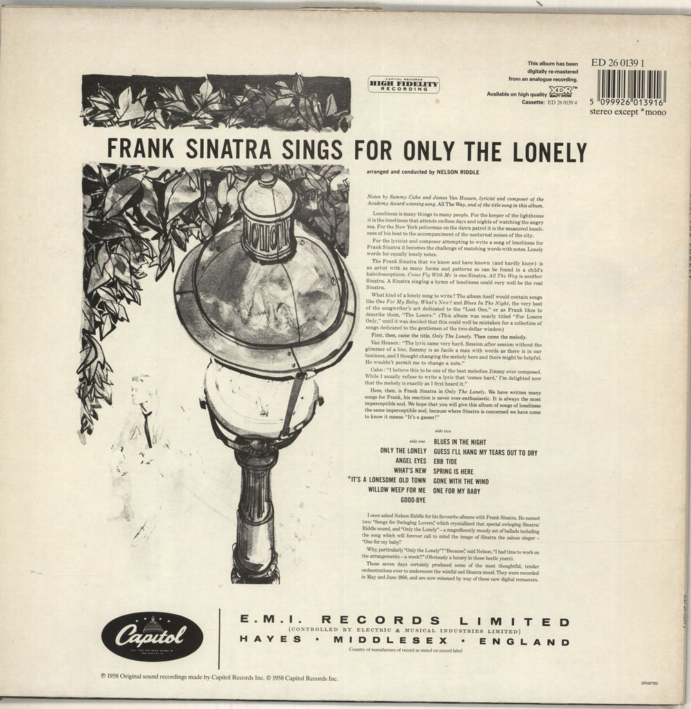 Frank Sinatra Only The Lonely UK vinyl LP album (LP record) 5099926013916