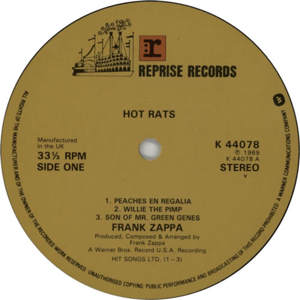 Frank Zappa Hot Rats UK vinyl LP album (LP record) ZAPLPHO618063