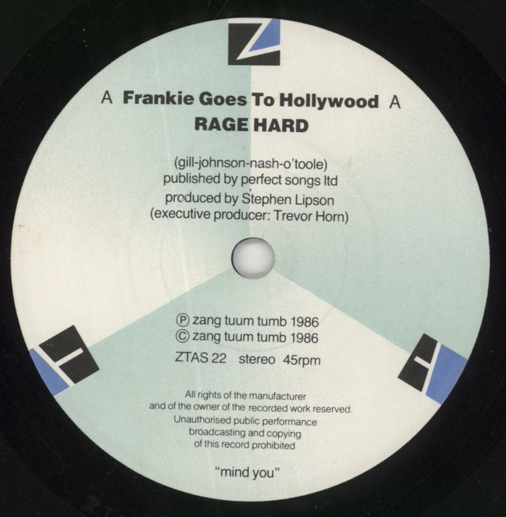 Frankie Goes To Hollywood Rage Hard UK 7" vinyl single (7 inch record / 45) FGT07RA40628