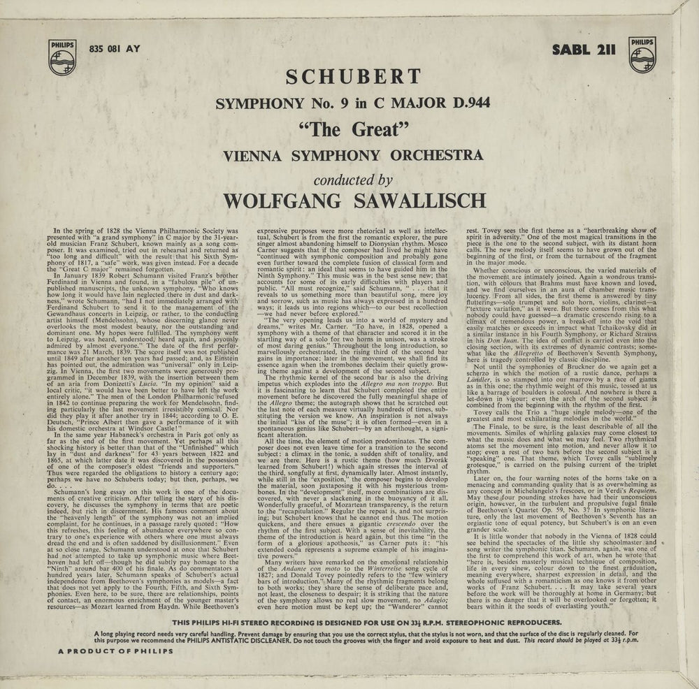 Franz Schubert Schubert: Concerto N° 1 En Si Bémol Mineur Pour Piano Et Orchestre Op. 23	 UK vinyl LP album (LP record)