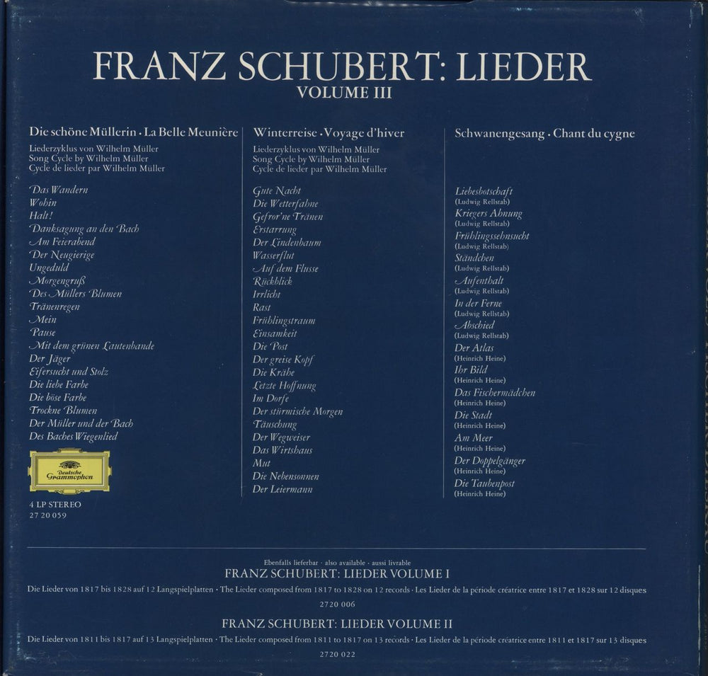 Franz Schubert Schubert: Lieder Volume 3 - Die Schöne Müllerin • Winterreise • Schwanengesang German Vinyl Box Set