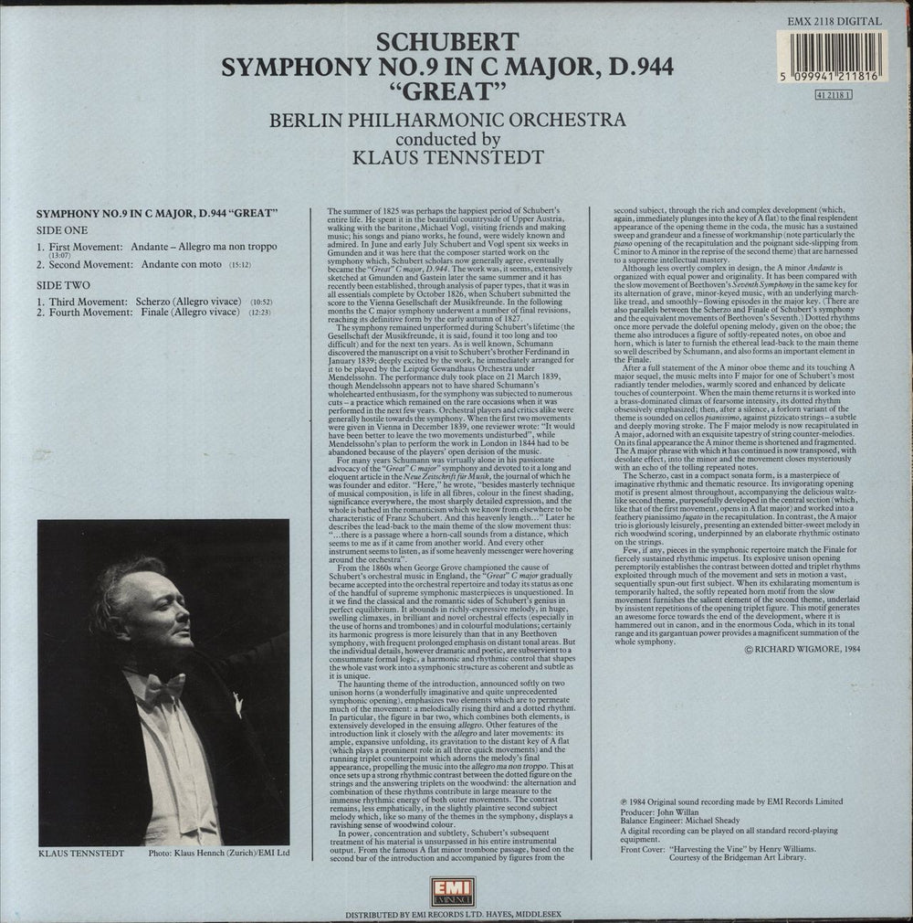 Franz Schubert Schubert: Symphony No 9 in C Major"Great" UK vinyl LP album (LP record)