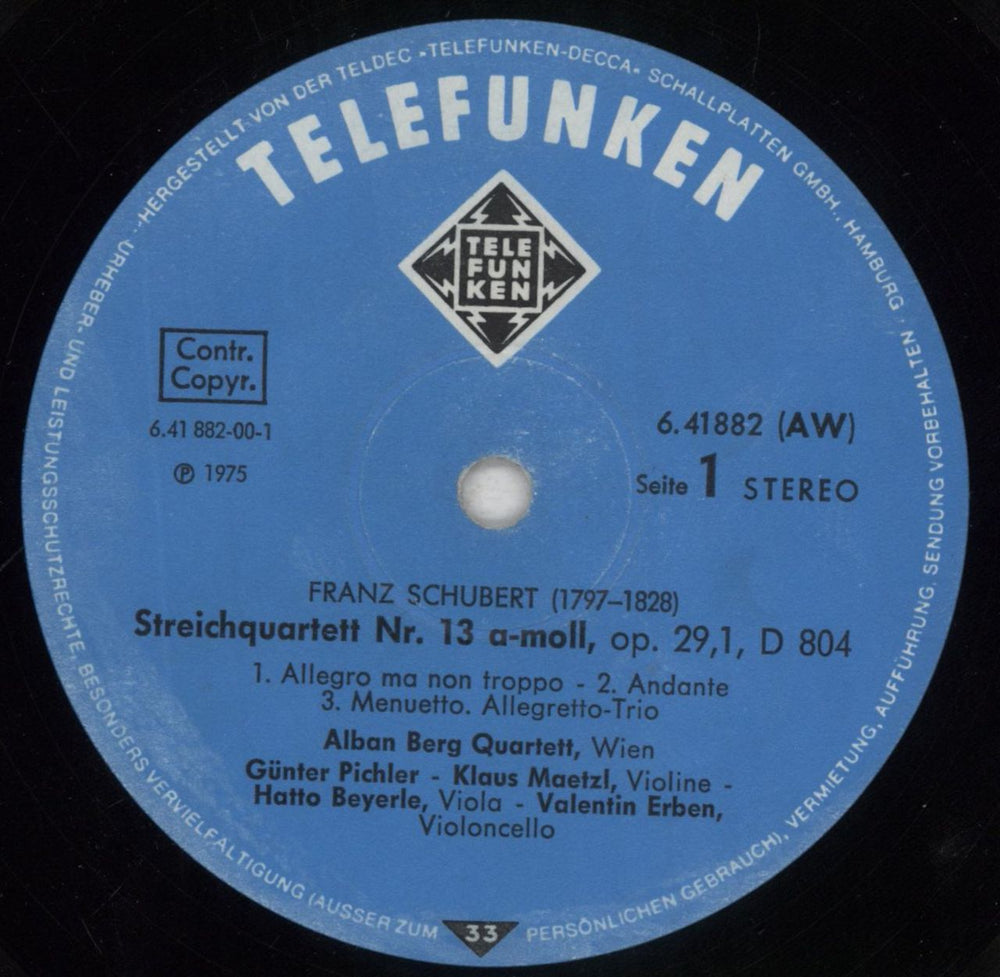 Franz Schubert Streichquartette Nr. 13 A-moll & Nr. 9 G-moll German vinyl LP album (LP record) FT2LPST529561