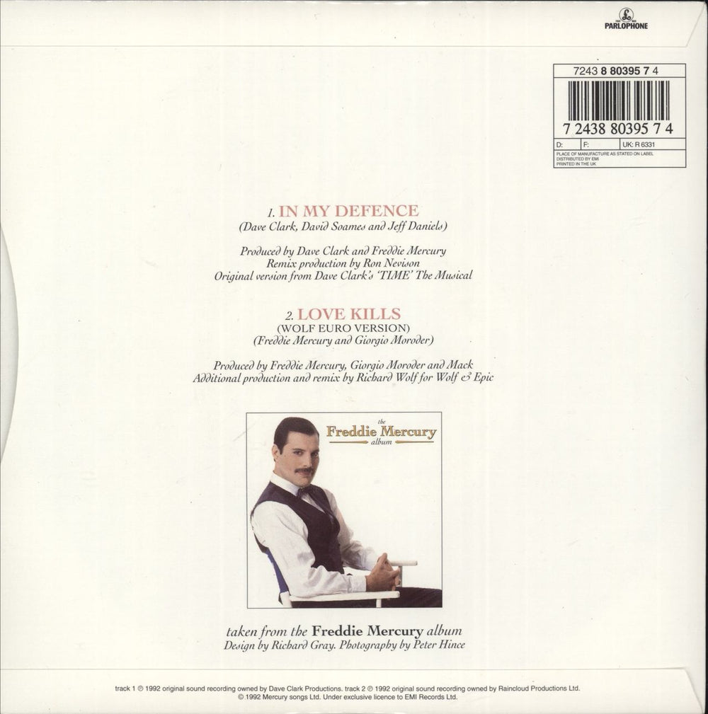 Freddie Mercury In My Defence UK 7" vinyl single (7 inch record / 45) 724388039574