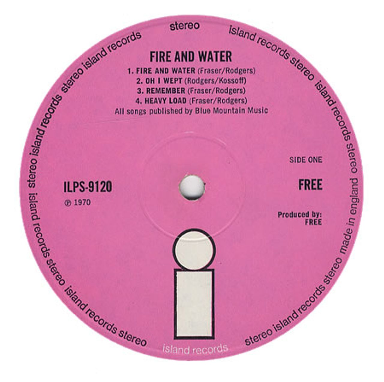 FREE★Fire And Water UK Pink  i log Free Fire And Water - 1st UK Vinyl LP — RareVinyl.com