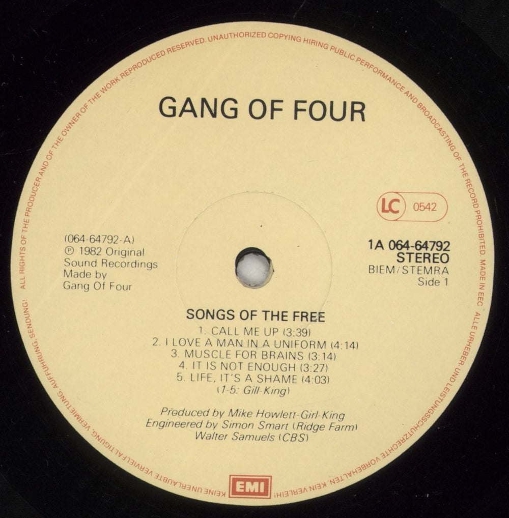 Gang Of Four Songs Of The Free Dutch vinyl LP album (LP record) GGOLPSO361681