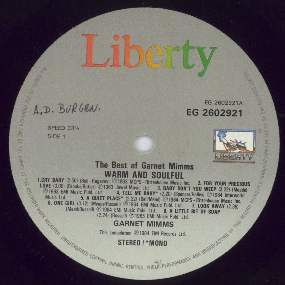 Garnet Mimms Warm And Soulful: The Best Of Garnet Mimms UK vinyl LP album (LP record) 6GMLPWA653518