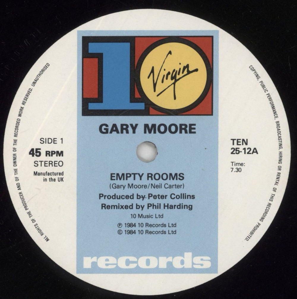 Gary Moore Empty Rooms + Poster UK 12" vinyl single (12 inch record / Maxi-single) MOO12EM860902