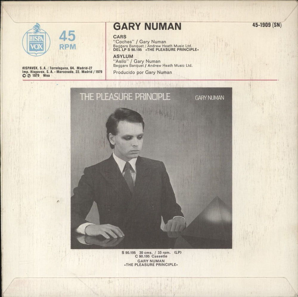 Gary Numan Cars Spanish 7" vinyl single (7 inch record / 45)
