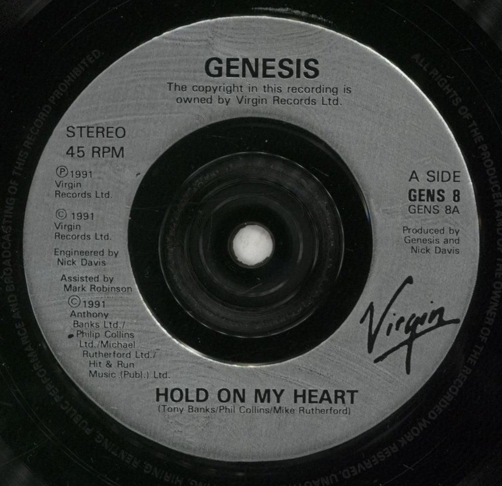 Genesis Hold On My Heart UK 7" vinyl single (7 inch record / 45) GEN07HO165003