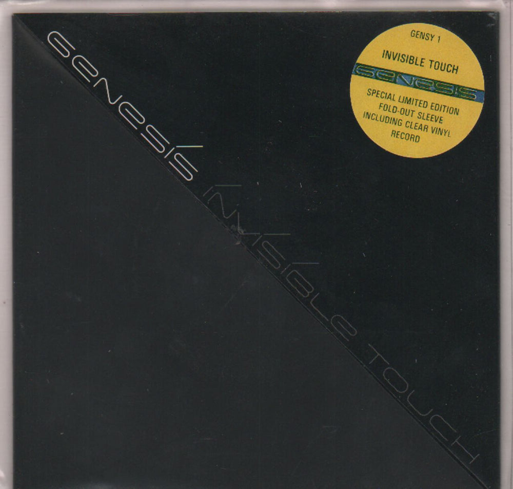 Genesis Invisible Touch - Clear vinyl + Stickered UK 7" vinyl single (7 inch record / 45) GENSY1