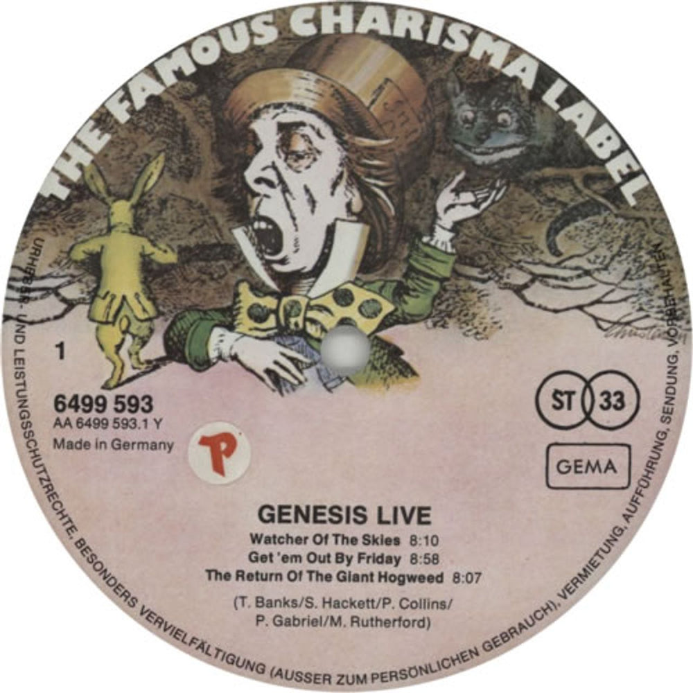 Genesis Live - Large Mad Hatter German vinyl LP album (LP record) GENLPLI609625