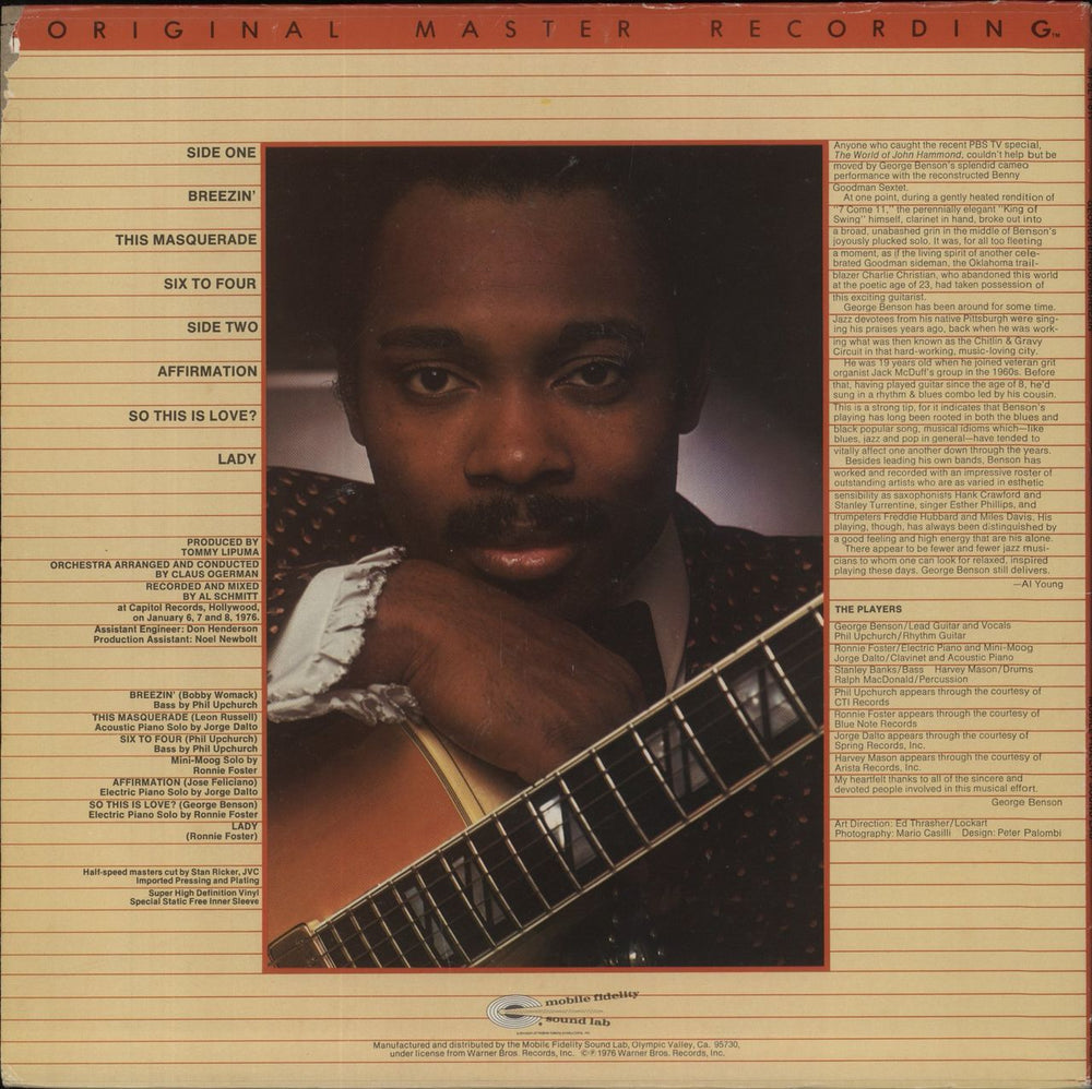 George Benson Breezin' US vinyl LP album (LP record)