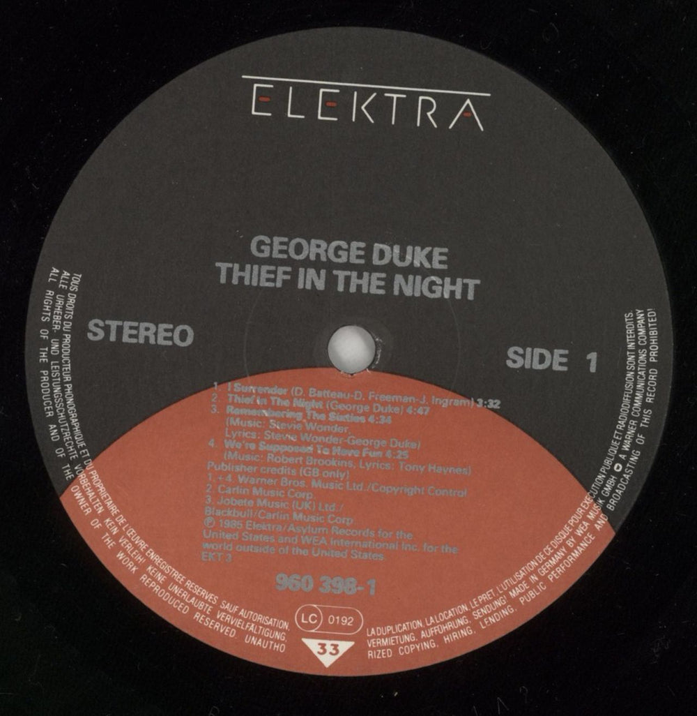 George Duke Thief In The Night German vinyl LP album (LP record) GA9LPTH871410