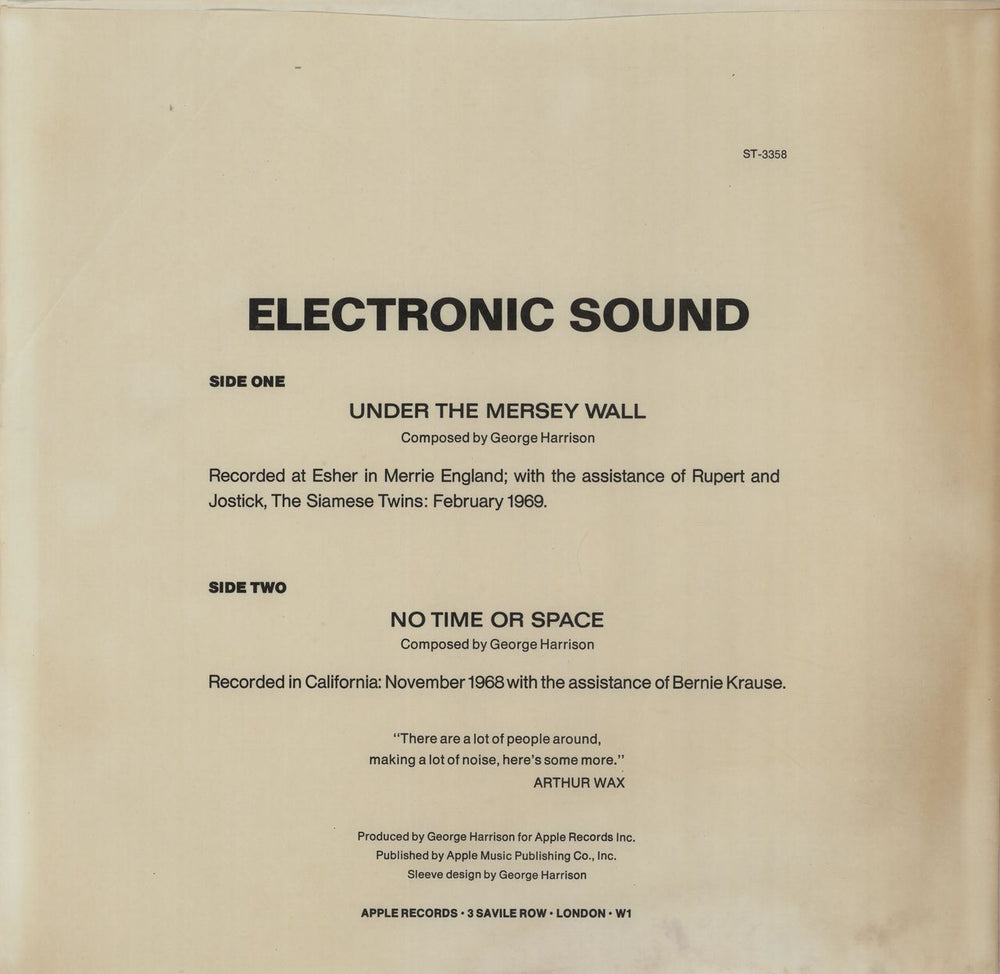 George Harrison Electronic Sound US vinyl LP album (LP record)