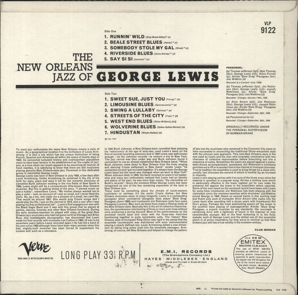 George Lewis The New Orleans Jazz of George Lewis UK vinyl LP album (LP record)