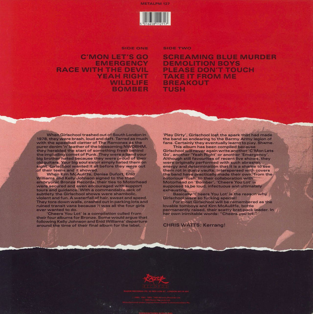 Girlschool Cheers You Lot! UK vinyl LP album (LP record) 5016658112717