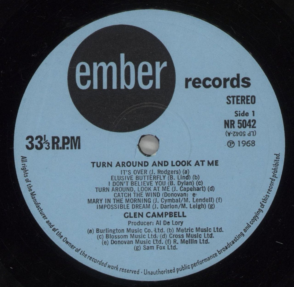 Glen Campbell Turn Around And Look At Me UK vinyl LP album (LP record) GLCLPTU717742