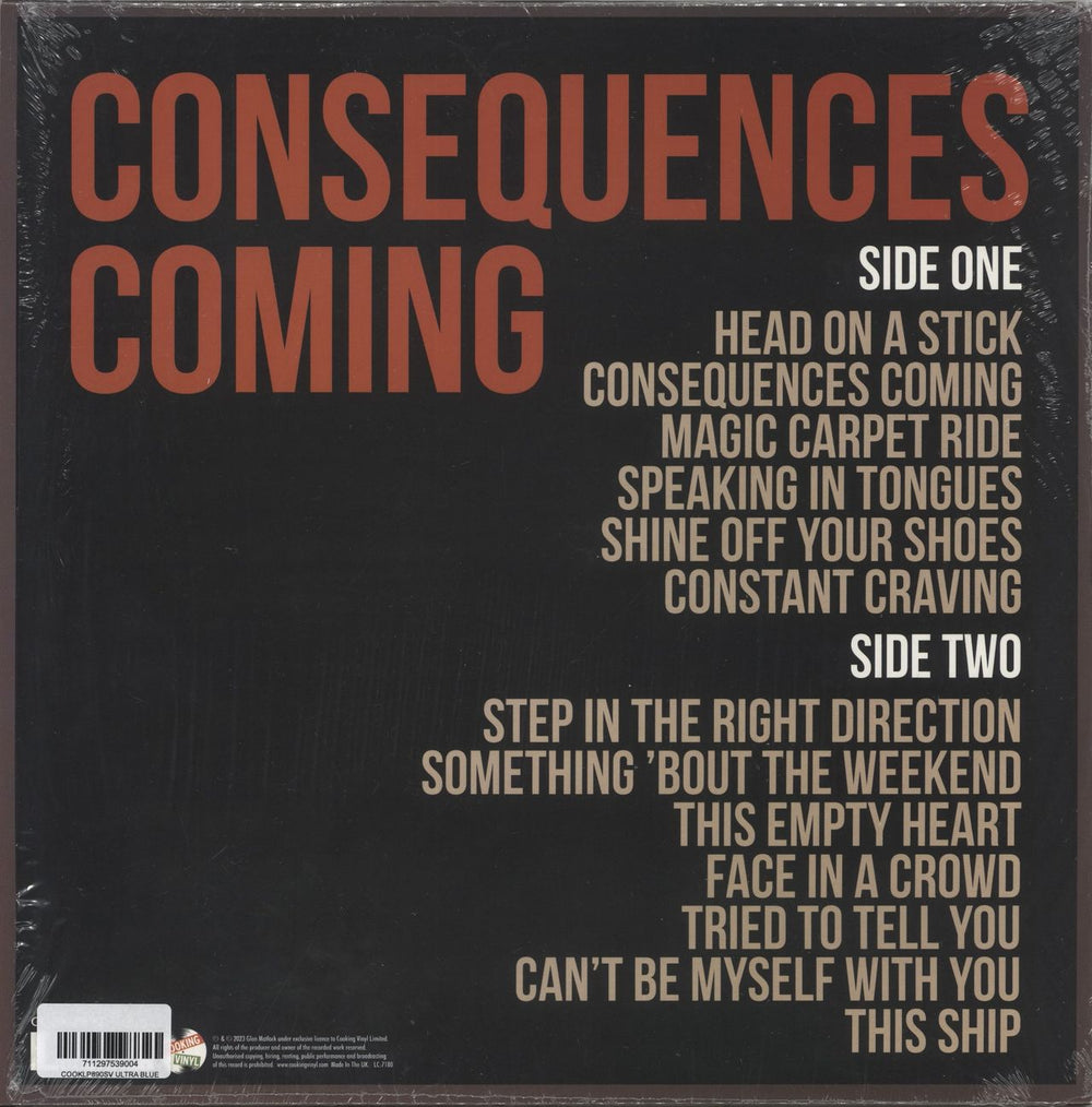Glen Matlock Consequences Coming - Blue Vinyl - Autographed UK vinyl LP album (LP record) 711297539004