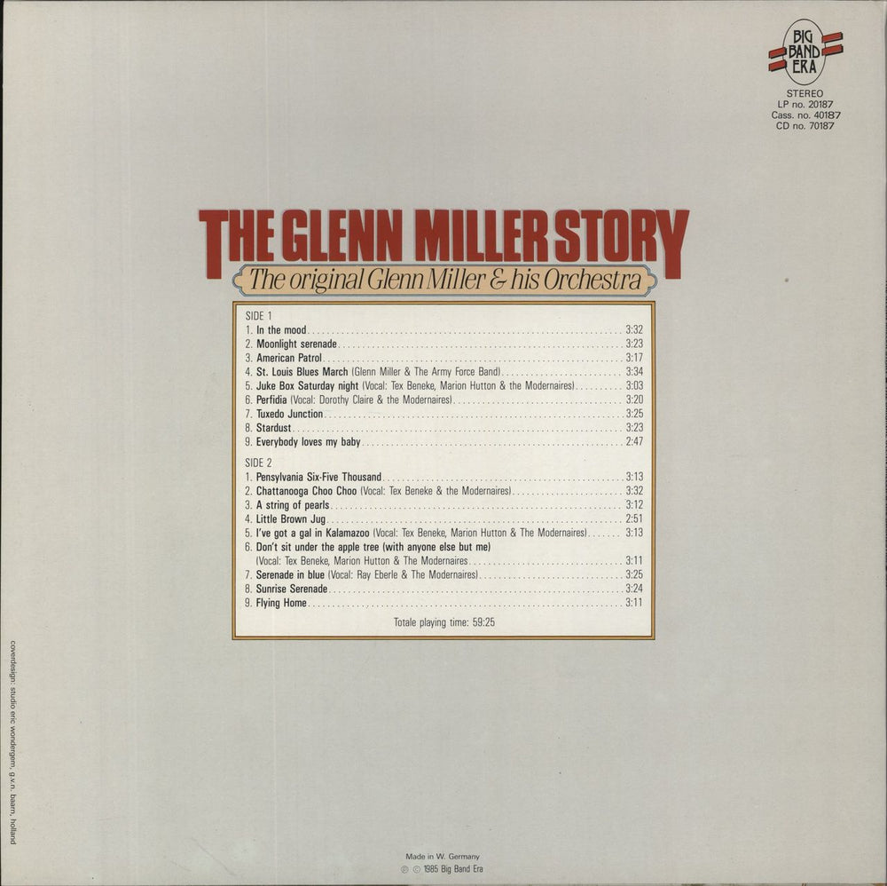 Glenn Miller The Glenn Miller Story German vinyl LP album (LP record)