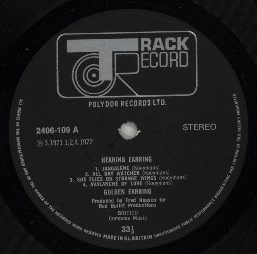 Golden Earring Hearing Earring UK vinyl LP album (LP record) EARLPHE377360