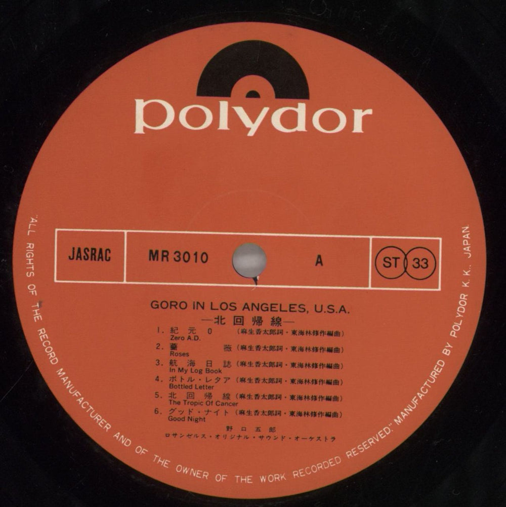 Goro Noguchi Goro In Los Angeles, U.S.A. Japanese vinyl LP album (LP record) 0P2LPGO857841