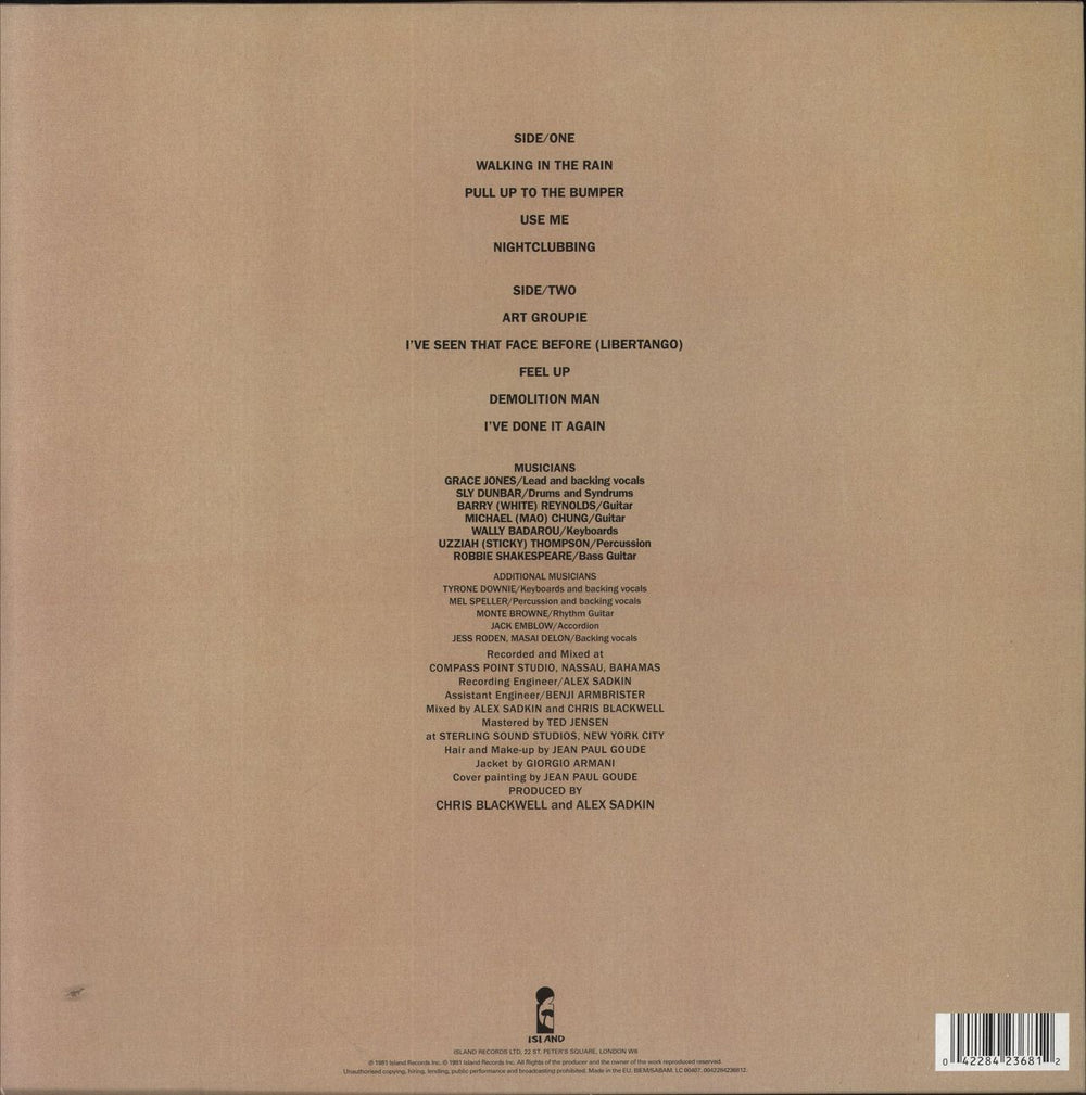 Grace Jones Nightclubbing - Back To Black UK vinyl LP album (LP record) 042284236812