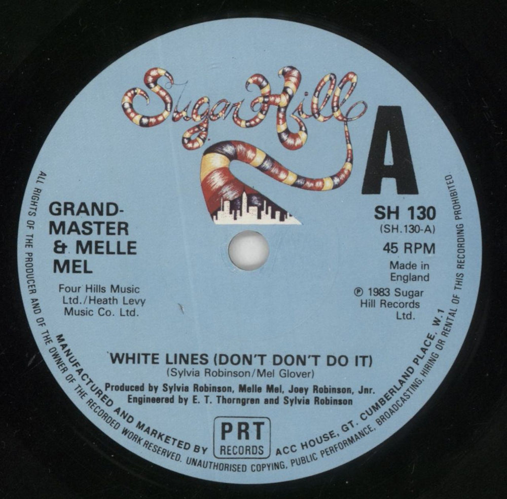 Grandmaster Flash White Lines (Don't Don't Do It) - P/s UK 7" vinyl single (7 inch record / 45) GMM07WH344633