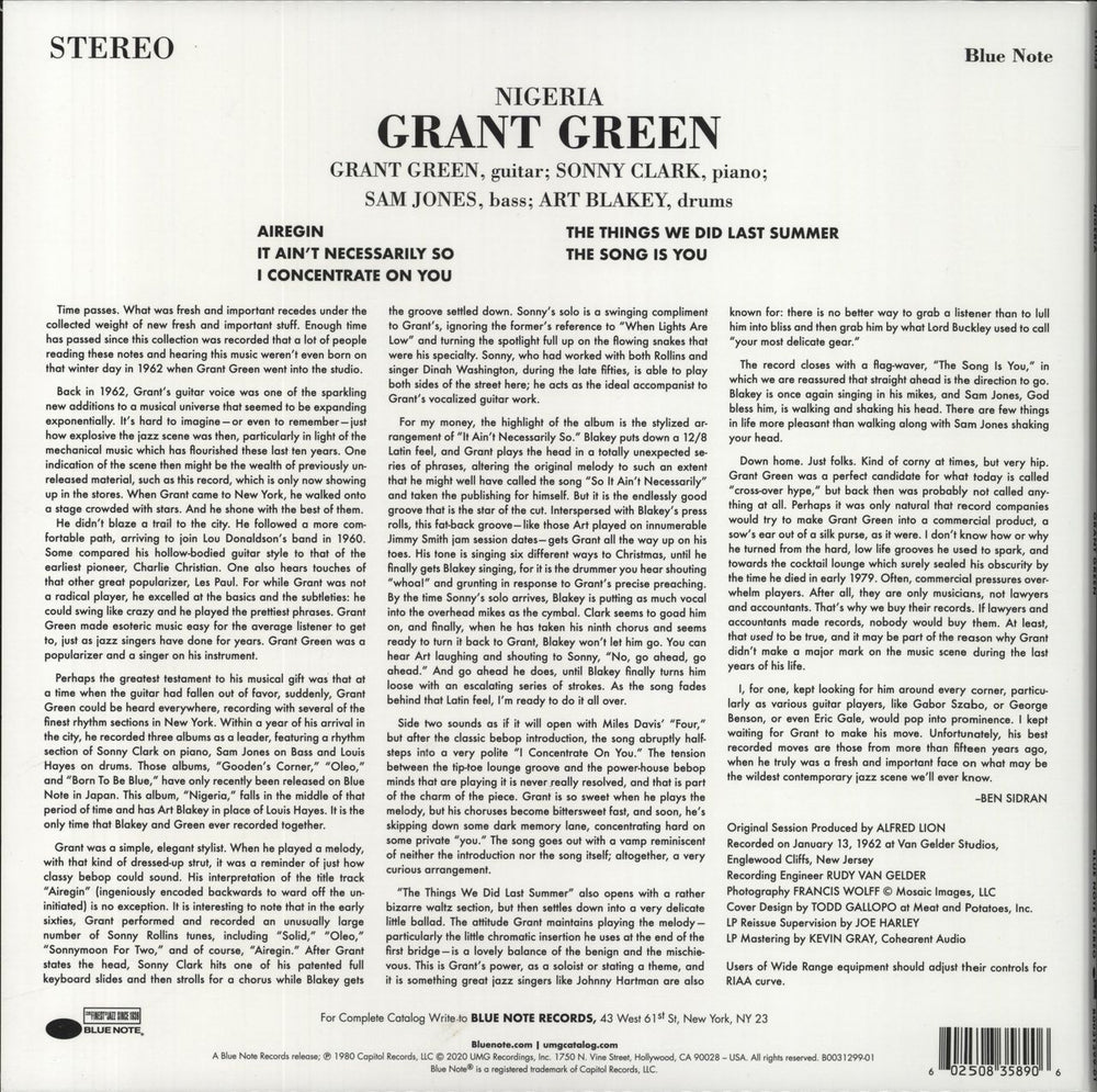 Grant Green Nigeria - 180 Gram Vinyl UK vinyl LP album (LP record) 602508358906