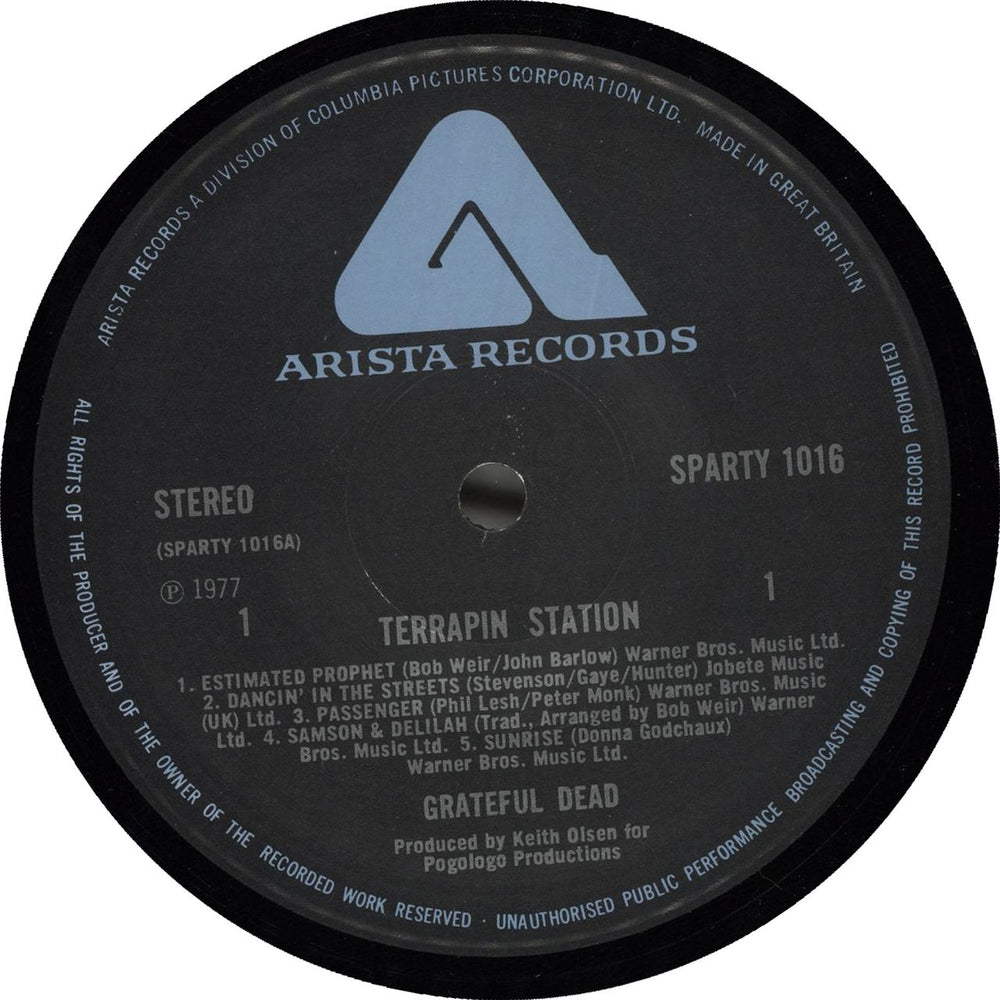 Grateful Dead Terrapin Station UK vinyl LP album (LP record)