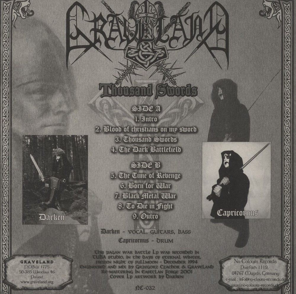 Graveland Thousand Swords German vinyl LP album (LP record)