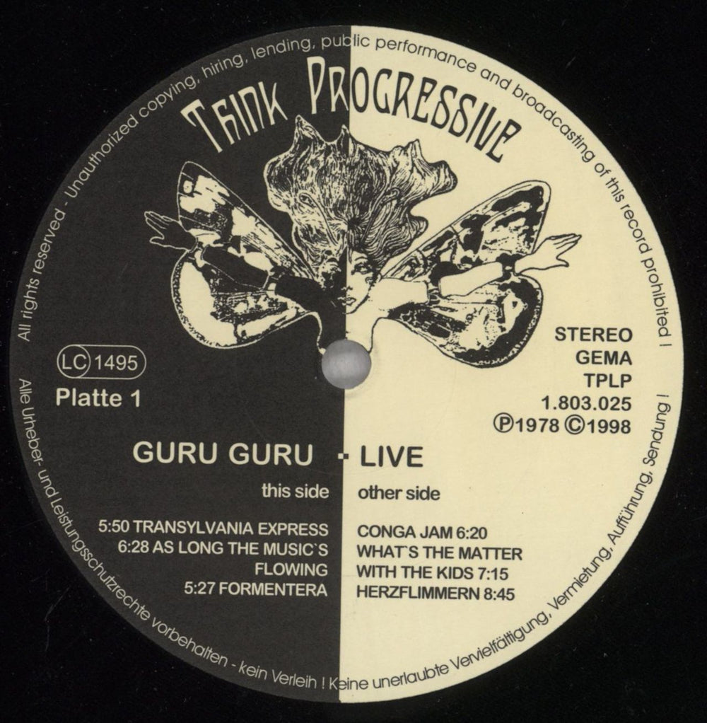 Guru Guru Live German 2-LP vinyl record set (Double LP Album) GUU2LLI844439