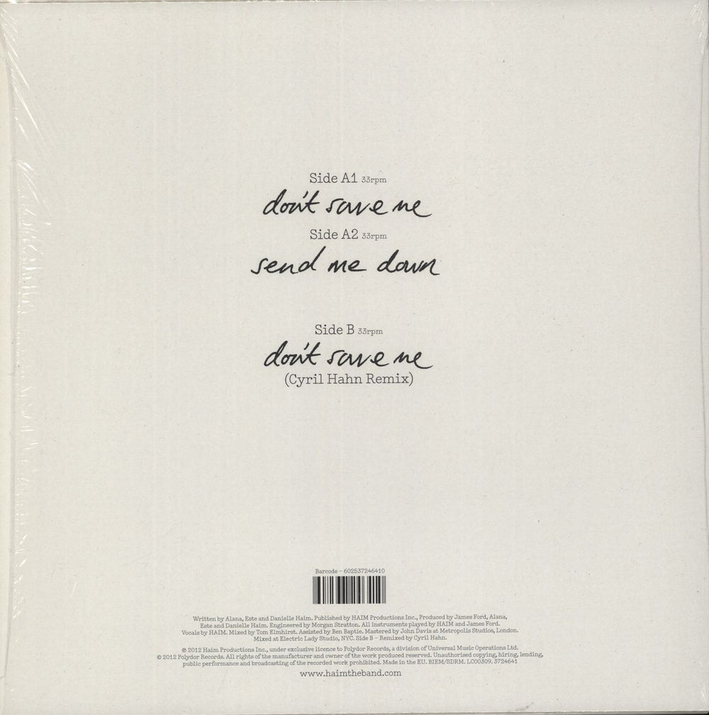 Haim Don't Save Me - White Vinyl UK 10" vinyl single (10 inch record) 602537246410