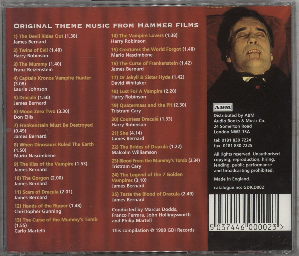 Hammer Horror The Hammer Film Music Collection - Volume One UK CD album (CDLP) 5037446000023