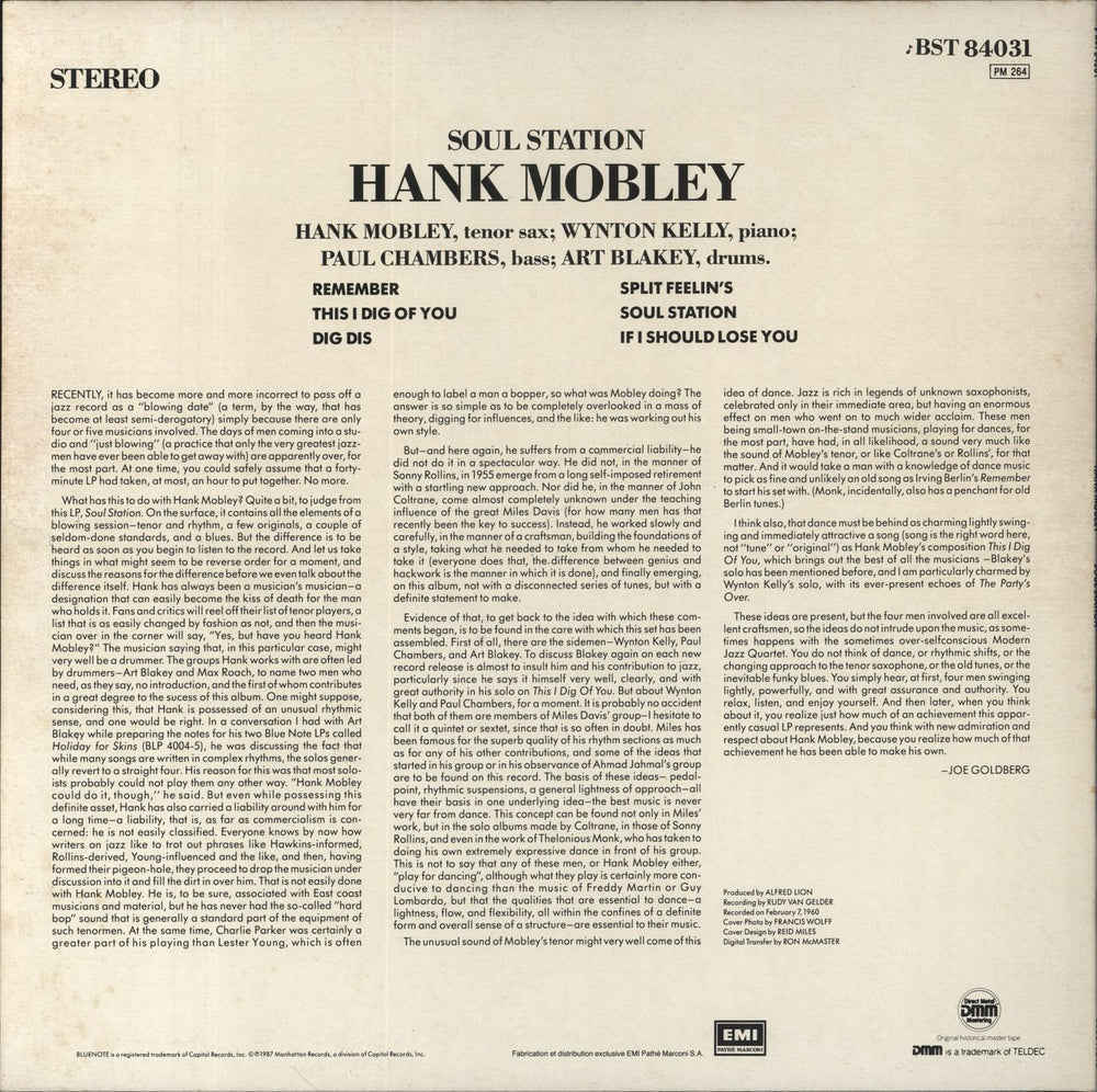 Hank Mobley Soul Station French vinyl LP album (LP record)