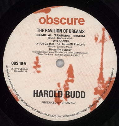 Harold Budd The Pavilion Of Dreams UK vinyl LP album (LP record) UDDLPTH646729