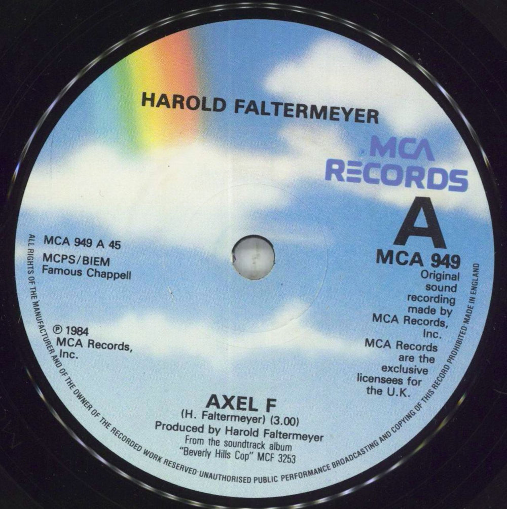 Harold Faltermeyer Axel F + p/s UK 7" vinyl single (7 inch record / 45) HFL07AX408805