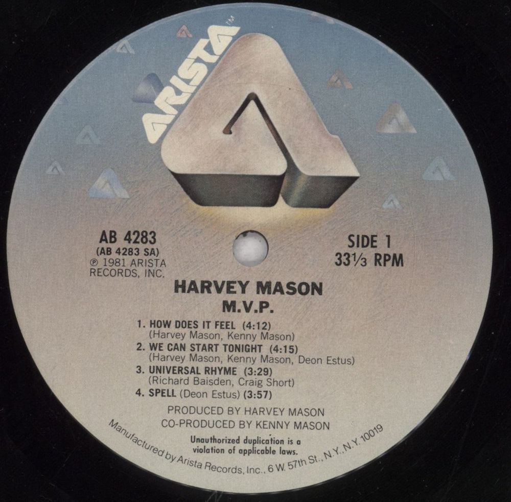 Harvey Mason M.V.P. US vinyl LP album (LP record) HT9LPMV847278