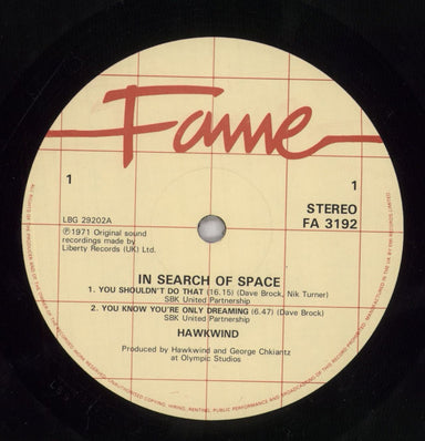 Hawkwind In Search Of Space - EX UK Vinyl LP — RareVinyl.com